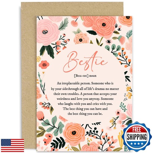Old English Co. Beste Freundin Geburtstagskarte für Frauen - Bestie rosa Blumen Des