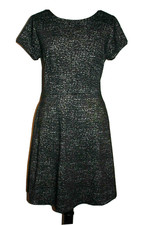 Ann Taylor Loft Outlet Size 8 Dress Black White Gray Tie V-Back Cap Sleeve