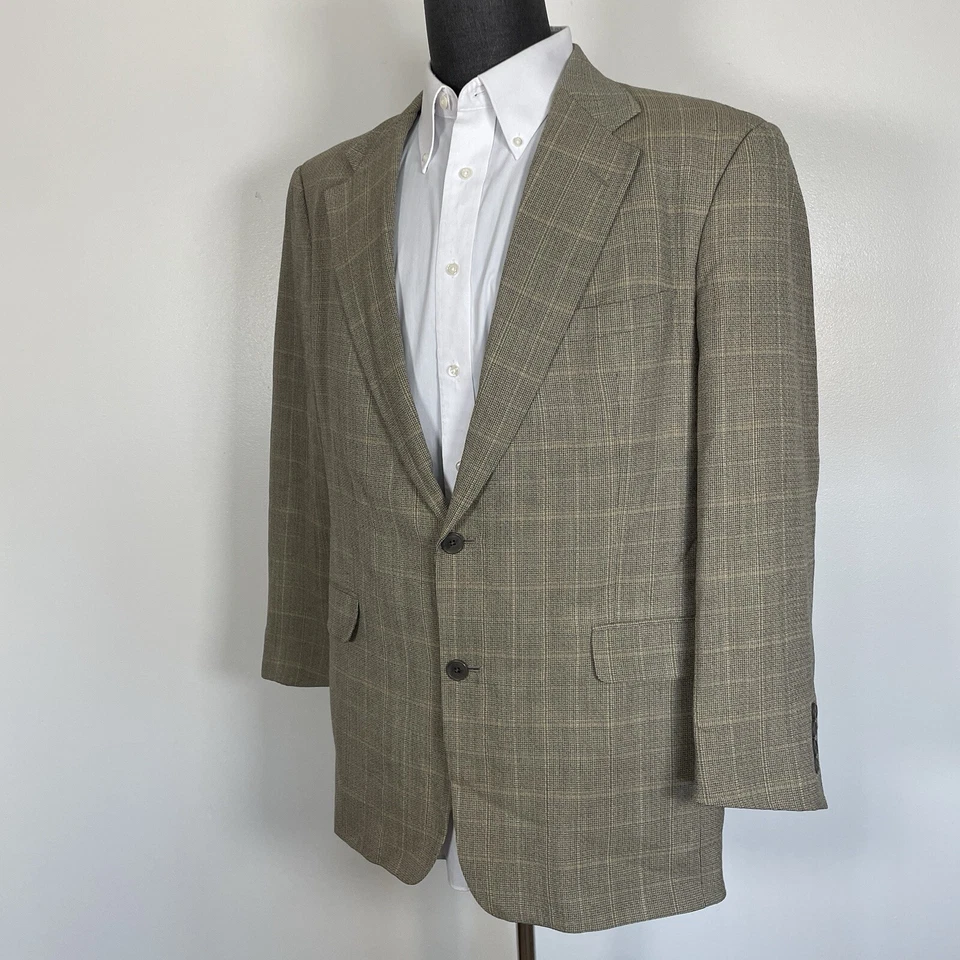 Casaco esportivo masculino Krizia vintage feito nos EUA 42R verde oliva xadrez multicolorido lã - Imagem 3 de 4