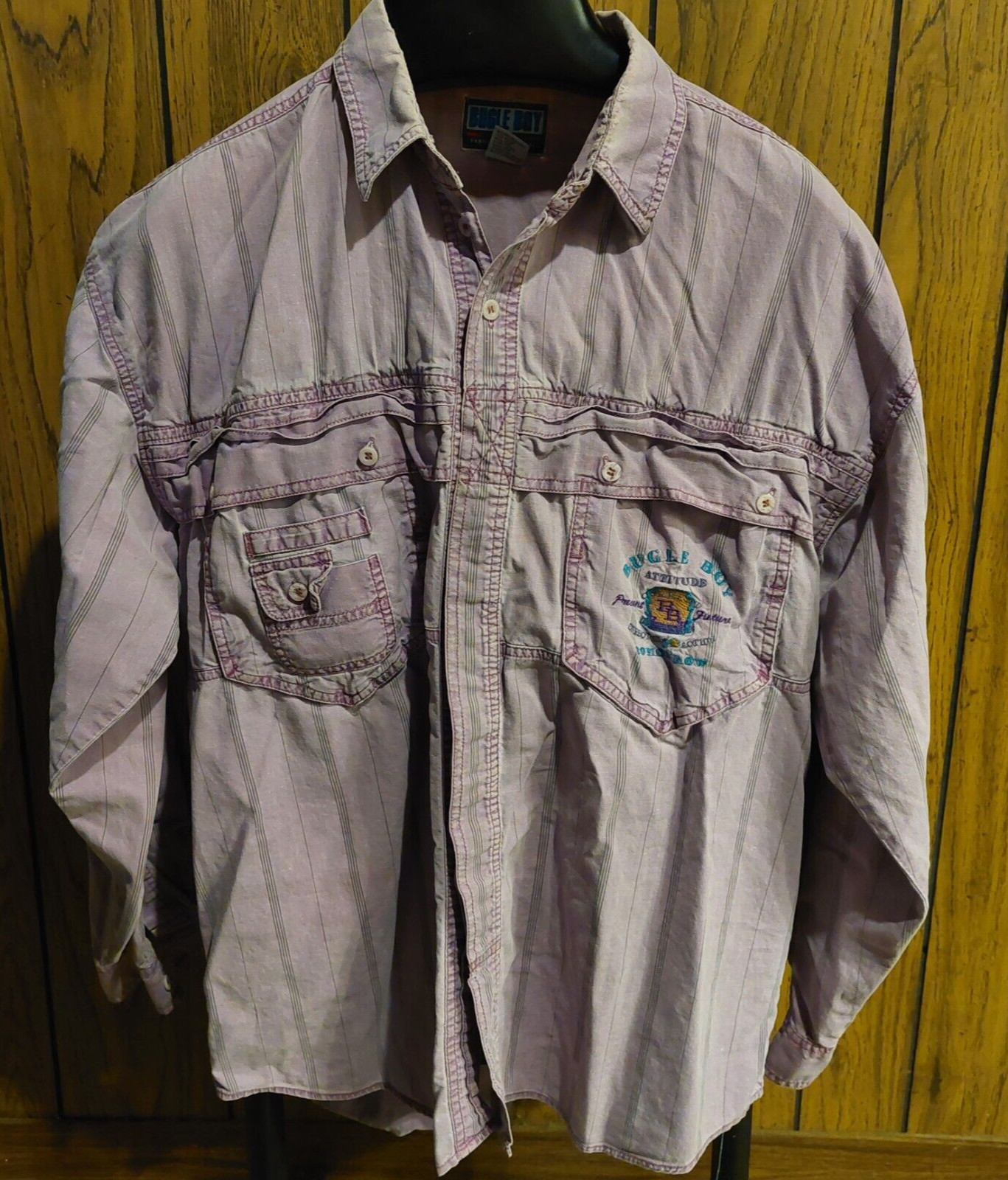 Bugle Boy Direction vintage 80s shirt purple large, l… Gem