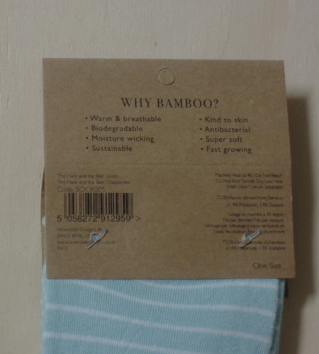 1x Socken Hase lange Ohren plus Geschenktasche Wrendale Bambus Hasen gestreift - Bild 3 von 4