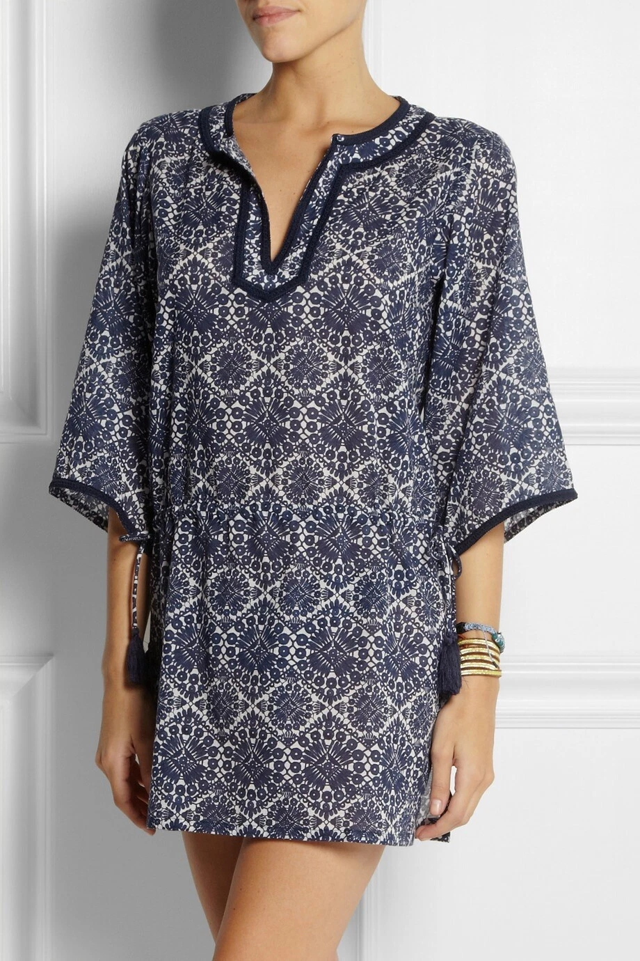 COPRICOSTUME DA BAGNO TUNICA CAFTANO PICCOLO TORY BURCH MARGHERITA NUOVO CON ETICHETTE $295 taglia S