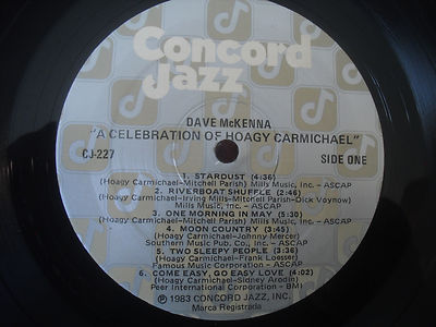Dave McKenna, A Celebration of Hoagy Carmichael, Concord Jazz CJ