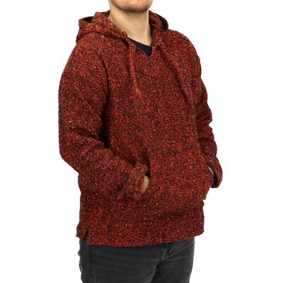 Recycled Mexikanisch Baja Jerga Kapuzenpullover Jacke Kapuze Warm Hippie Orange