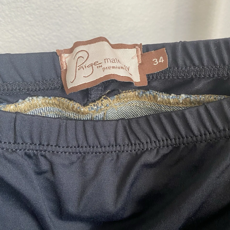 NWT Paige Maternity Women Denim Jeans 34 Dark Wash Blue Bootcut Elastic Band - Image 3 of 4