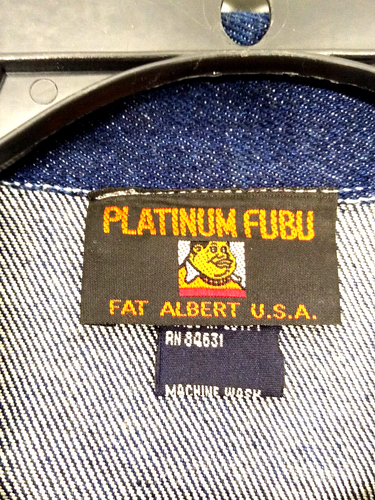 Giacca e pantaloni "FAT ALBERT" PLATINUM FUBU taglia 14 blu denim, ALTAMENTE RICAMATI - Foto 2 di 19