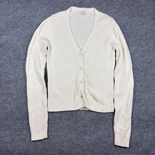 Wilfred Aritzia Womens Cream Ribbed V-Neck Button Front Cardigan Sweater Size M