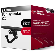 Für i20 Typ BC3/BI3 (Brink) Anhängerkupplung abnehmbar + E-Satz 13pol universell