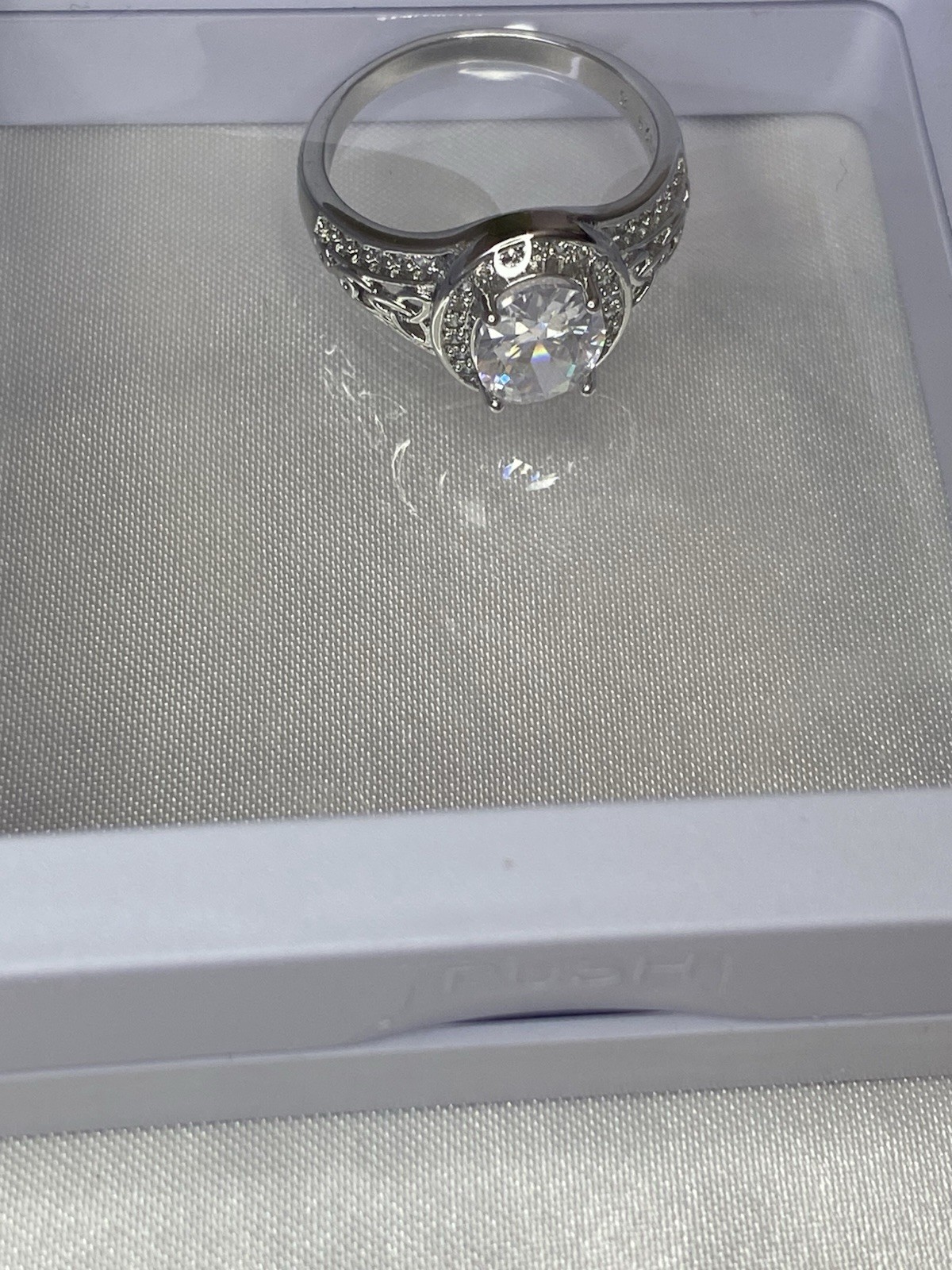 Bague Argent 925 halo zirconium blanc T.58 éclat diamant vintage