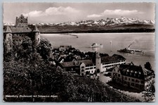 Meersburg Castle Bodensee Swiss Alps Scene Black & White Postcard