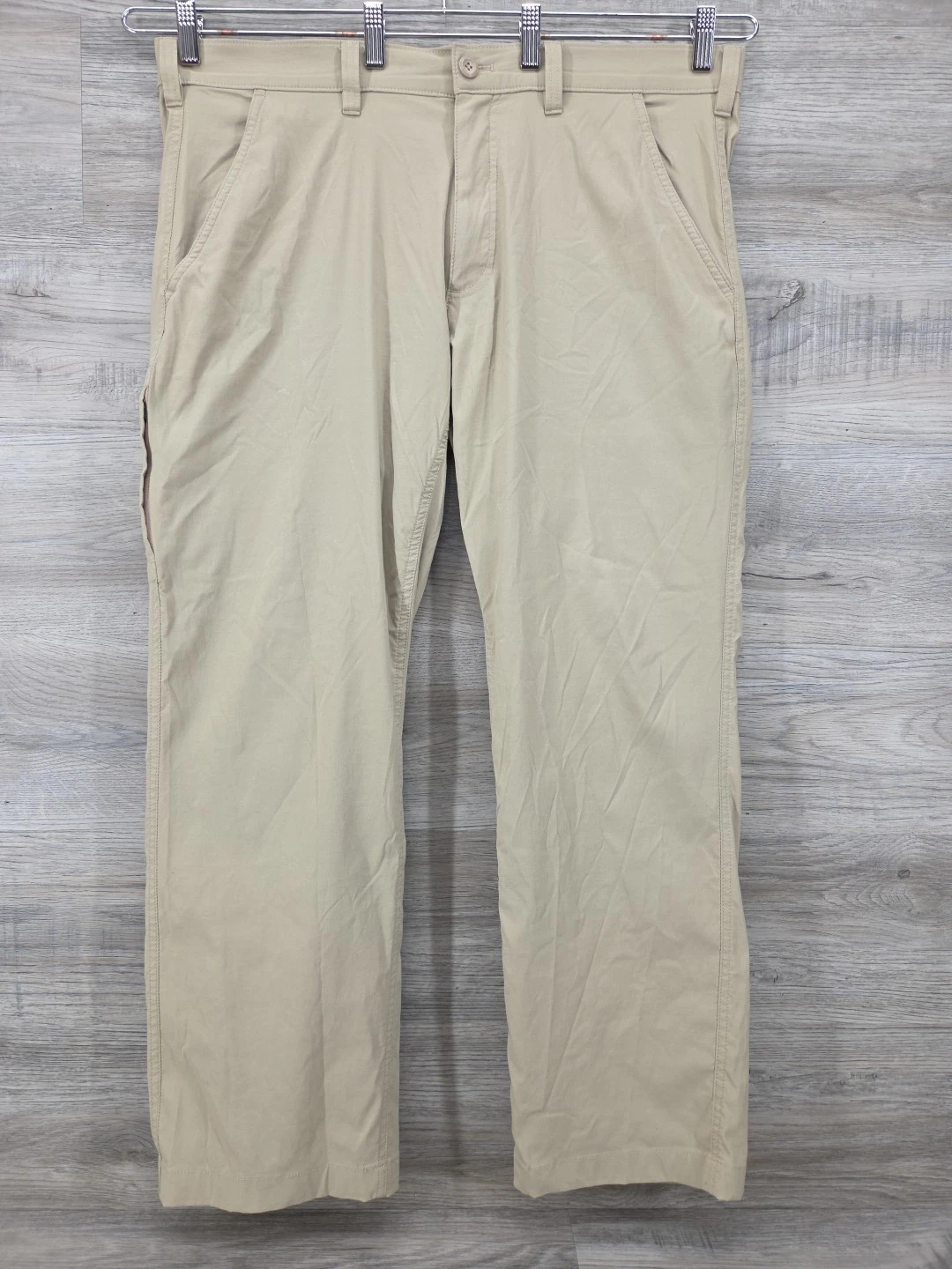 Eddie Bauer Pants Mens 38x30 Beige Tan Travex Chino Nylon Stretch Hiking Outdoor