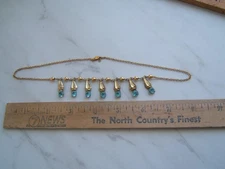 VINTAGE 1/20th 10KT. AMCO G.F. NECKLACE W/ 7 AQUA BLUE STONES VERY PRETTY!