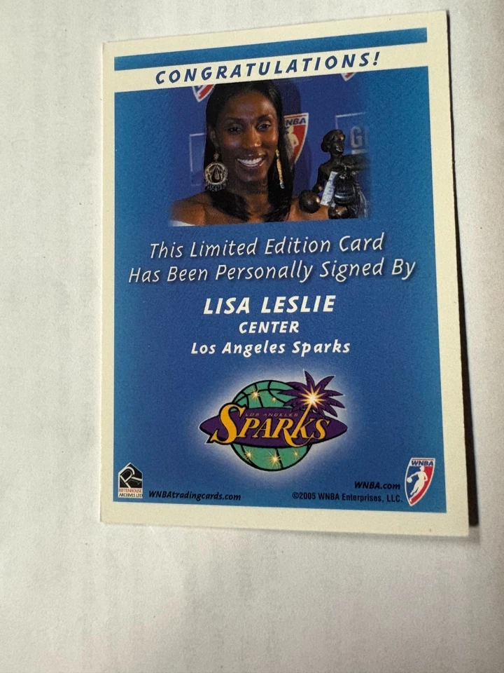 2005 Lisa Leslie Rittenhouse WNBA MVP Autograph Card - Image 2 of 2