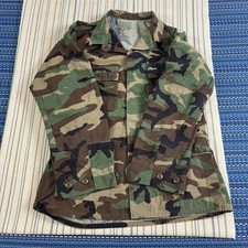 Vintage US Military BDU Coat Mens Medium Long Woodland Camo Hot Weather 90s