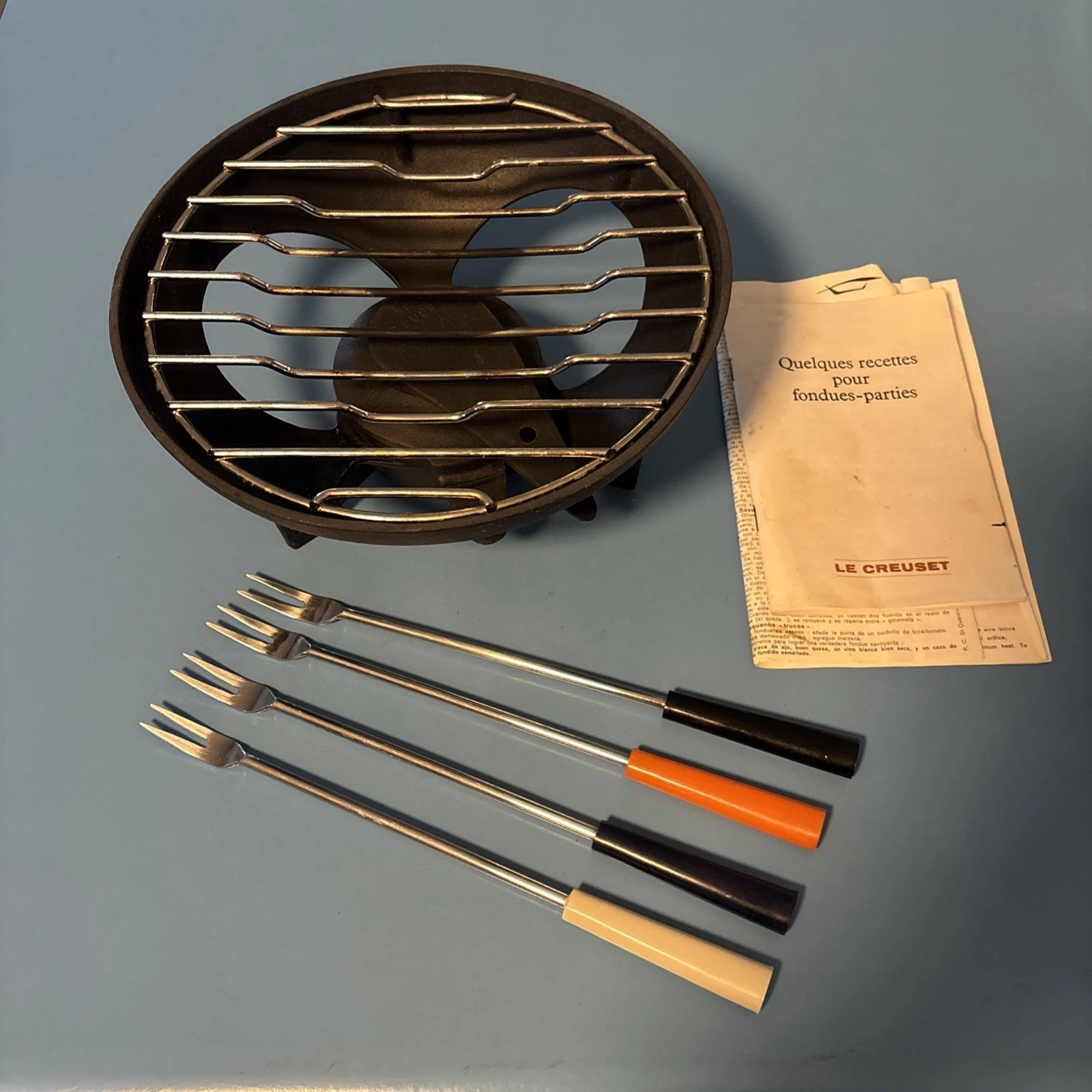 Vintage Cast Iron Le Creuset Fondue Set Burner Base & Forks
Opens in a new window or tab
