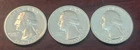 lot of 3 - 1776-1976 S Washington Bicentennial Silver Quarter 40% Fine  BU