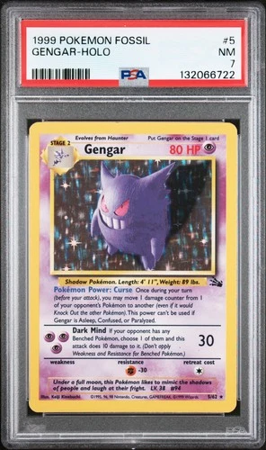 1999 POKEMON FOSSIL #5 GENGAR-HOLO PSA 7