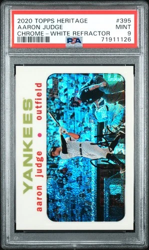 2020 Topps Heritage AARON JUDGE Chrome WHITE REFRACTOR /71 PSA 9 POP 3 none high