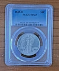 1942-D Walking Liberty Half Dollar 50 cent PCGS MS 65 Sharp!