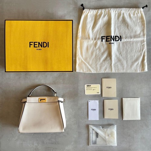 FENDI White Leather Peekaboo Mini Bag Strap Made in Italy w/ Box and Papers - Picture 2 of 15