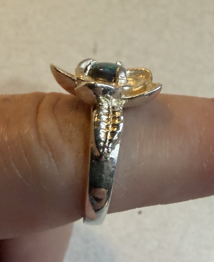 Aussie Opal Dublet Stone 925 Solid Silver Flower … - image 9