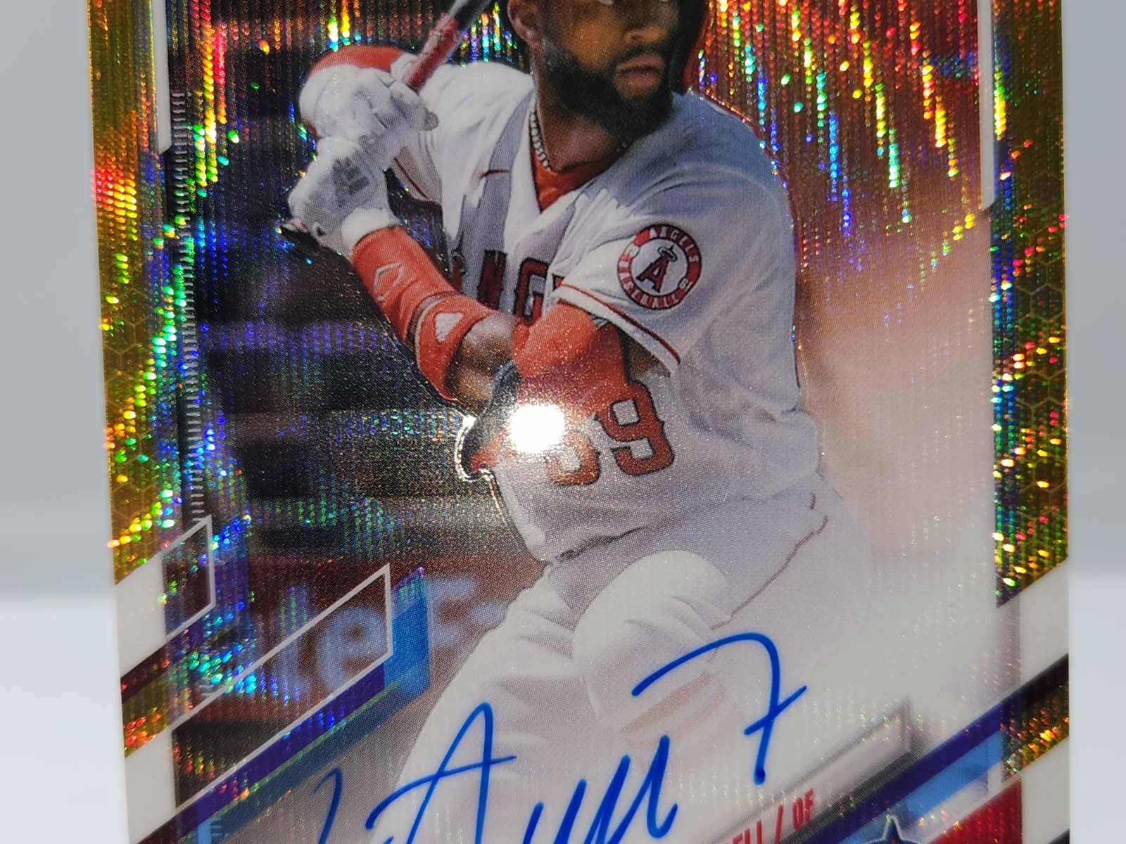 2021 Topps Chrome #RA-JA Jo Adell Auto Gold Wave Refractor #ed /50 RC Rookie sc view 3