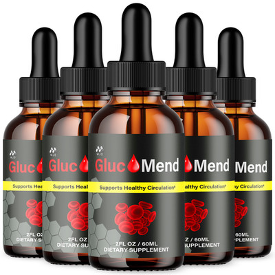 (5 Pack) Glucomend Drops Blood Support Vitamin Formula Gluco Mend 150 Servings