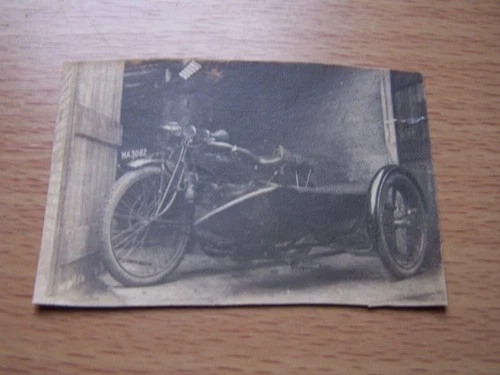 WW1 Military Motorcycle & Sidecar Vintage Photo NA 3082 Number Plate