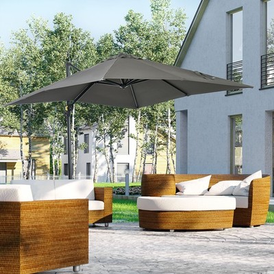 Outsunny Sonnenschirm 245x245 cm Ampelschirm neigbar Alu Grau