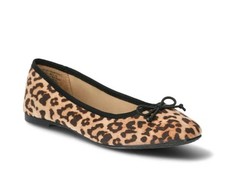 TIME  TRU Women's Size 7.5 String Bow Ballet Flats Shoes   Leopard Print