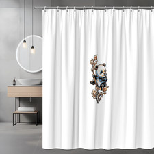 Panda Shower Curtain with Leaf Accent Graphic