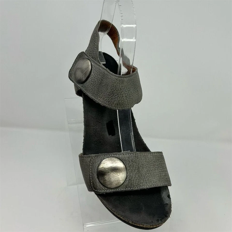 Sandalias Taos para mujer de cuero gris con cuña talla 39 (US 8-8.5) punta abierta Foto 2 de 4