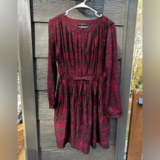 Walter Baker Women's Size 8 Red Black Floral Print Long Sleeve Dress