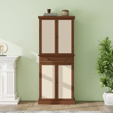 4 Door Cabinet with 1 Drawer  4 Adjustable Shelves, Walnut