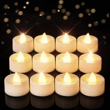 12-Pack Timer Flameless Candles, Tea Lights Candles Battery Operated with 6h ...