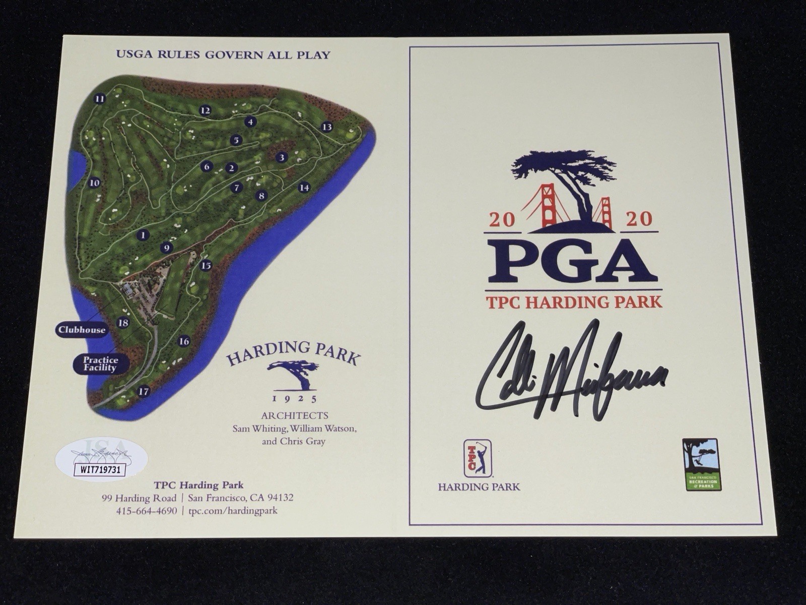 Collin Morikawa Signed 2020 PGA Championship Scorecard TPC Harding Park JSA 