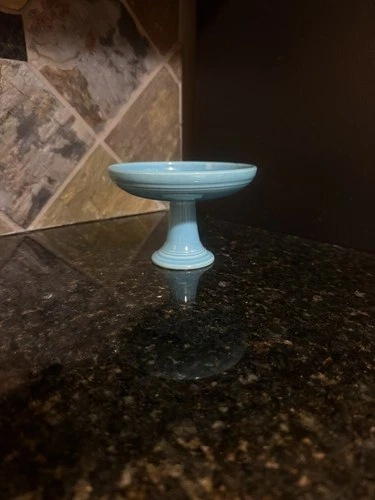 Vintage turquoise Homer Laughlin’s fiesta Ware Compote Pedestal Bowl.Read!