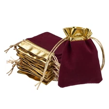 Velvet Drawstring Bags 3.15x3.94 Inch Gift Bags Jewelry Pouches Burgundy 10Pcs