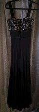 XSCAPE Women’s Black & Tan Chiffon Embroidery Sequence Dress Gown Evening Size 6