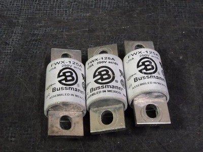 *SET OF 3* BUSSMANN SEMICONDUCTOR FUSE 125 AMP 250 VAC / VDC  MODEL: FWX-125A