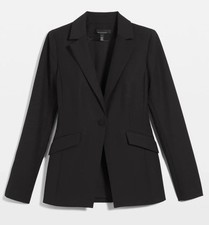White House Black Market Women s Black Single Button Lapel Blazer Size 10 NWOT