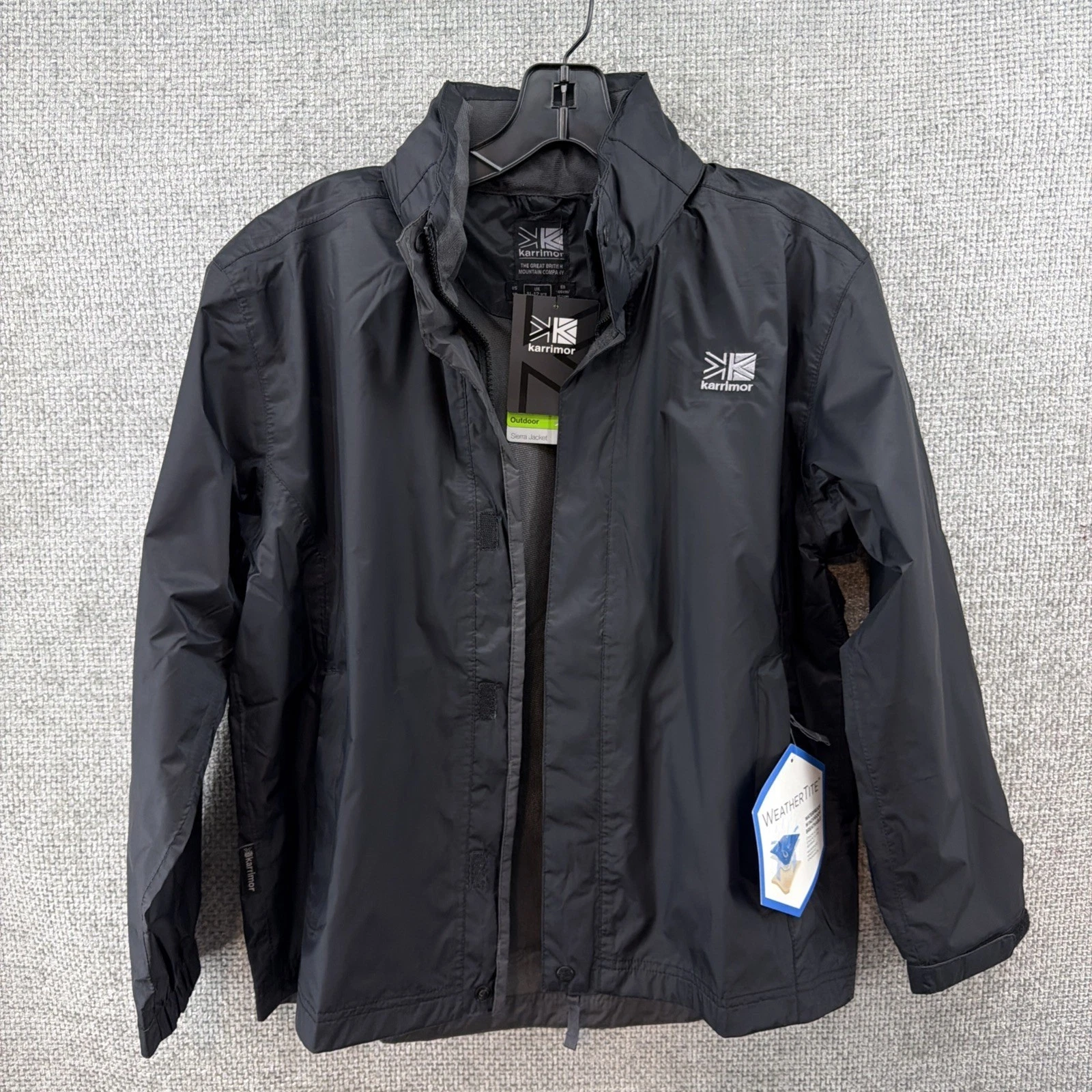 Karrimor Sierra Jacket Kids Size 12 Black Waterproof Weathertite Rain Shell