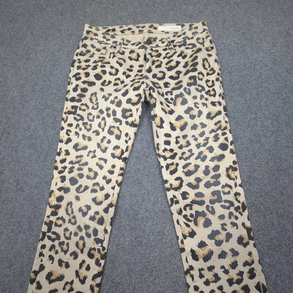 Sass & Bide Pantalones Mujer 26 Marrón Leopardo Ajustado Elástico Informal Talla 26x30 Foto 3 de 4