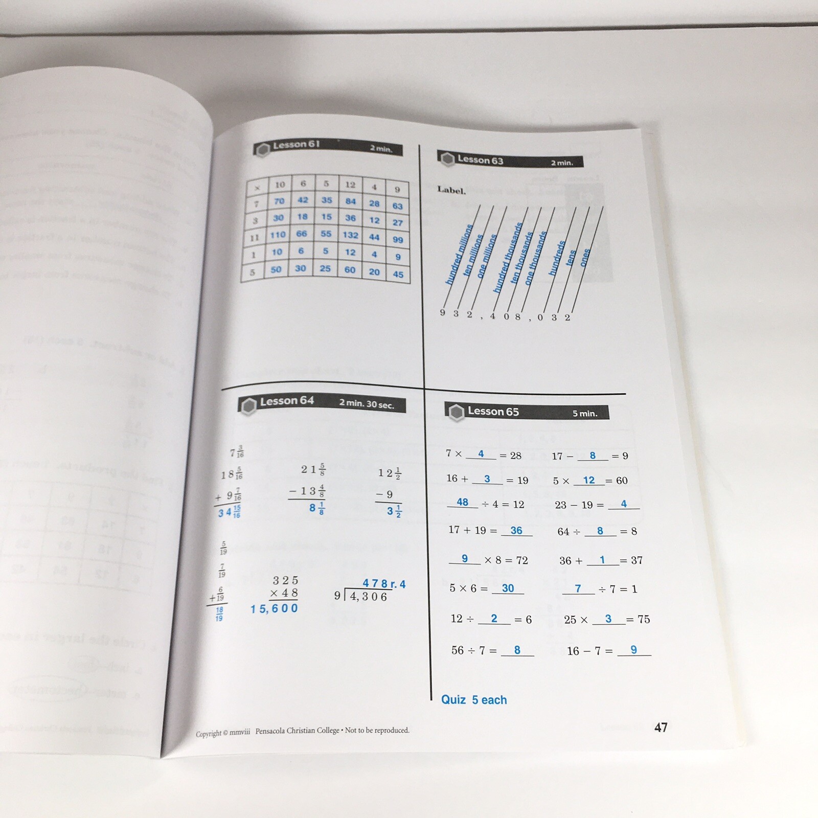 A Beka Book Home School Arithmetic Test and Speed Drills Teacher Key ...