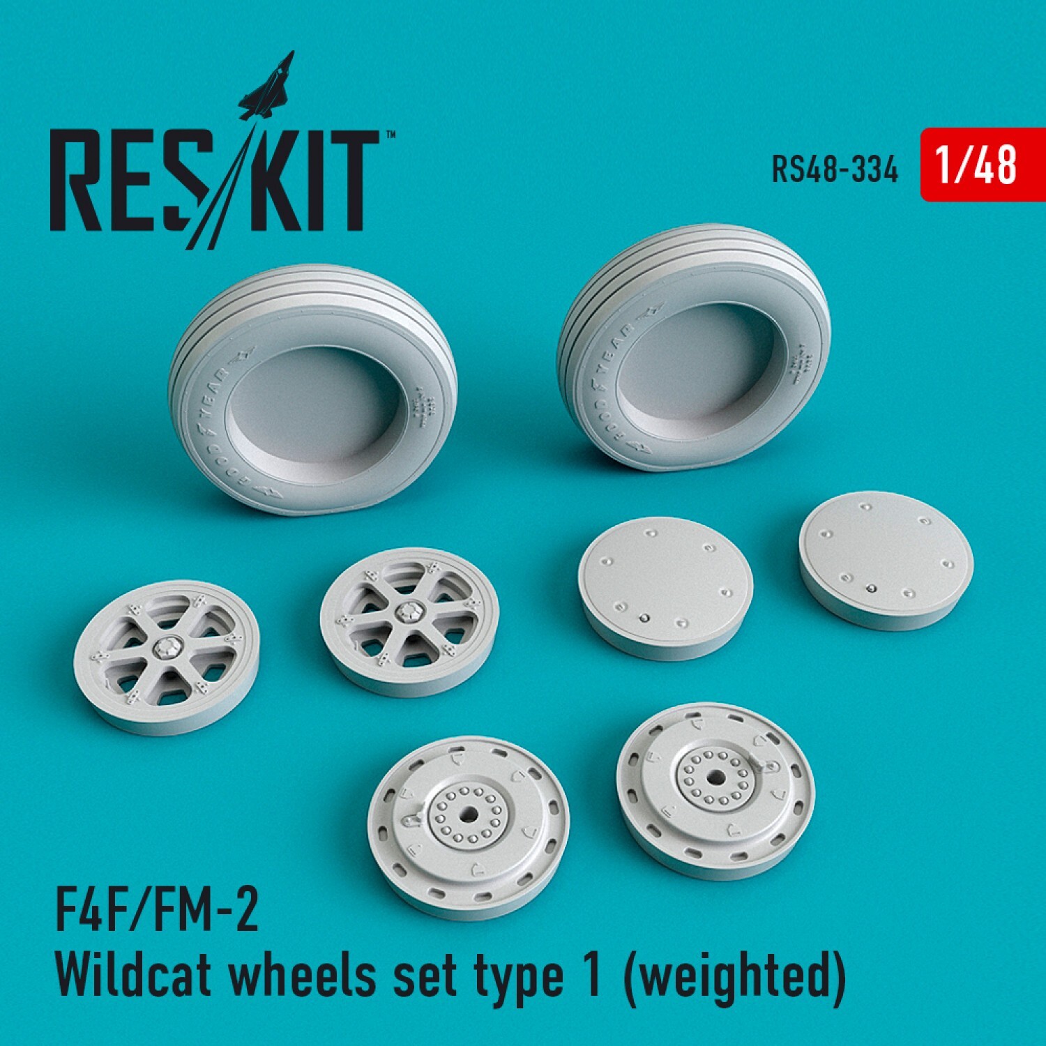 1/48 ResKit RS48-0334 F4F/FM-2 Wildcat Weighted Wheels Type 1