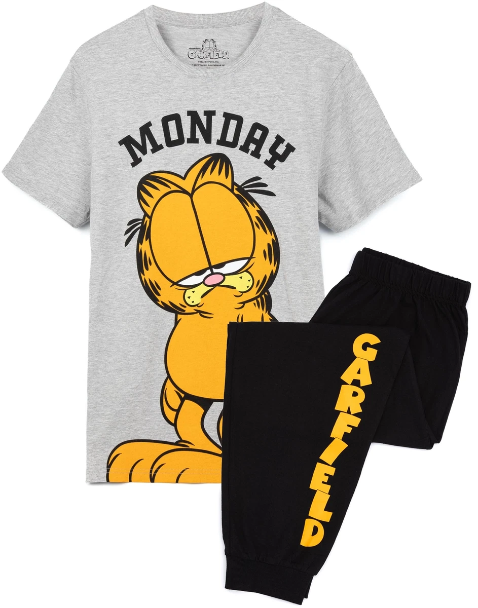 Garfield Mens Pyjamas Adults Lazy Monday Cat Movie T Shirt Trousers Pjs
