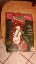 Dimensions Feltworks Christmas "Snowman Cheer" Stocking Applique Kit - NIP