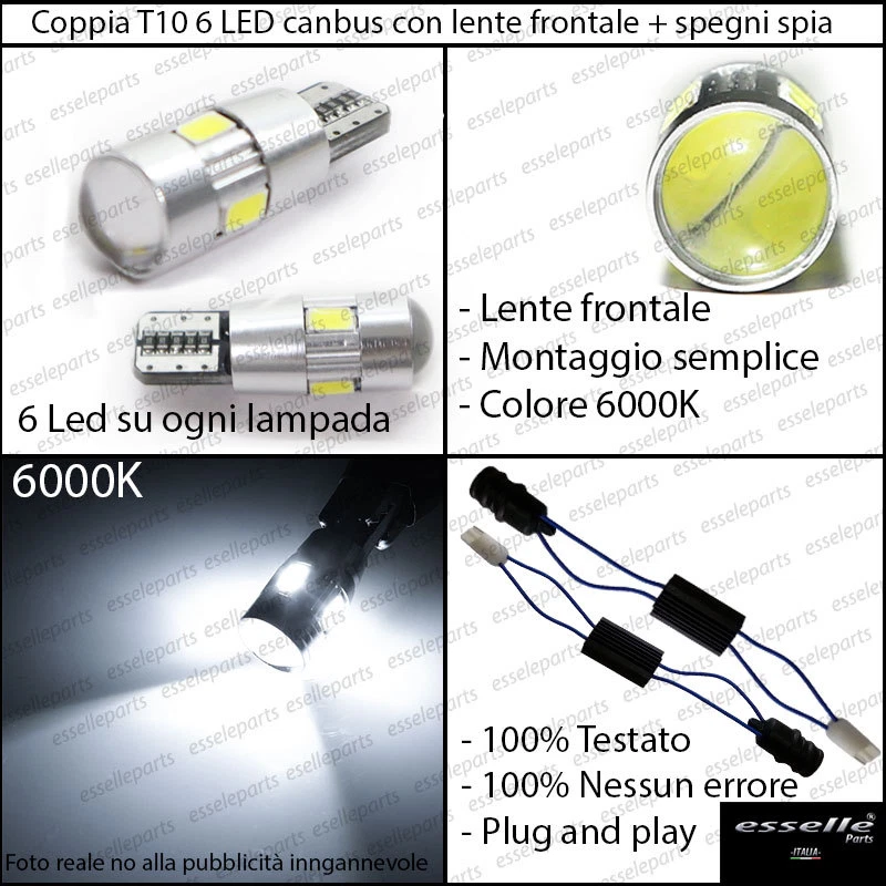 COPPIA LUCI DI POSIZIONE 6 LED CON LENTE FRONTALE FIAT PANDA 169 + SPEGNI SPIA - Immagine 2 di 3