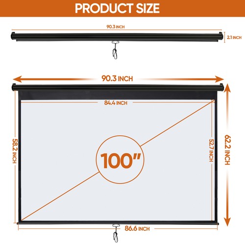 Projector Screen Manual Pull Down HD Screen 120"/100"/80"/72" Projection Screen  - Picture 73 of 101