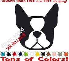 Boston Terrier Dog Face Vinyl Decal Sticker for Car Window, laptop, BOGO FREE 